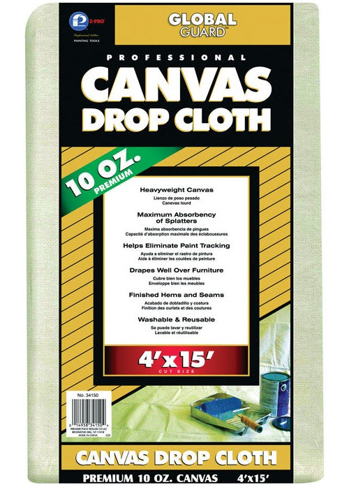 Premier 34150 GlobalGuard Heavy Weight Canvas Drop Cloth, 4' x 15'