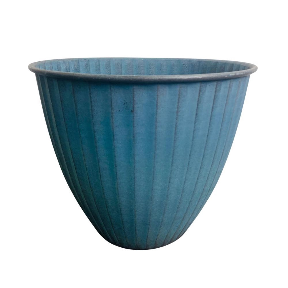Robert Allen MPT02510 Monroe Ironstone Round Planter, Ocean Blue