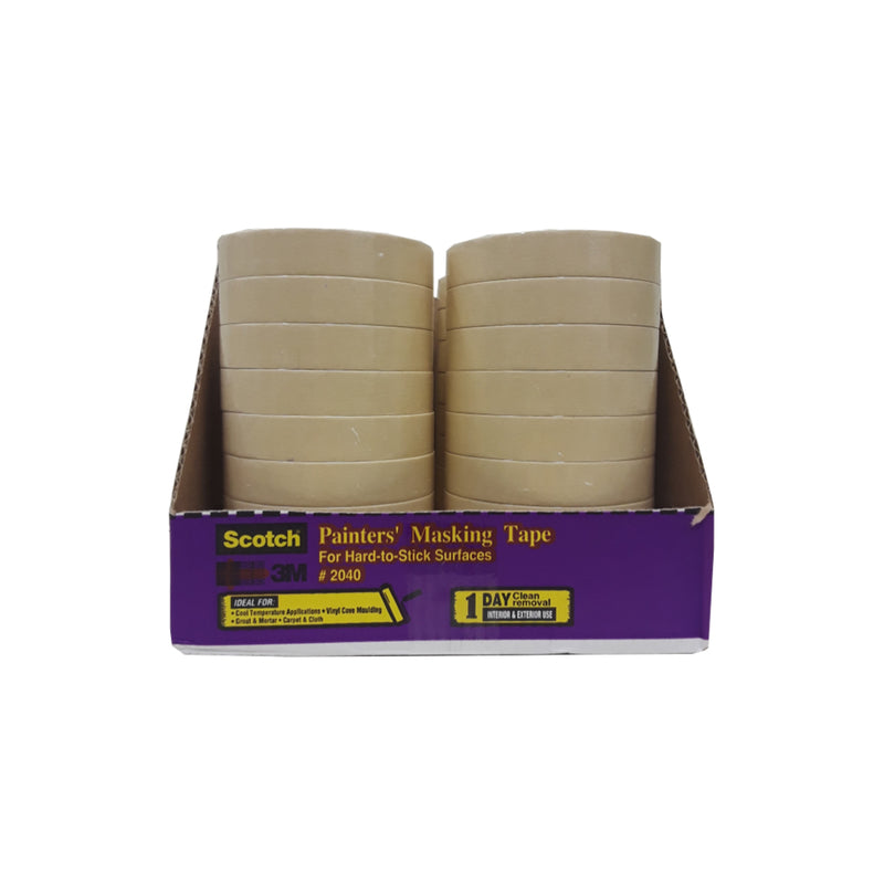 Scotch 2040-24A-BK Solvent Resistant Masking Tape, 24 mm W x 60.1 yd
