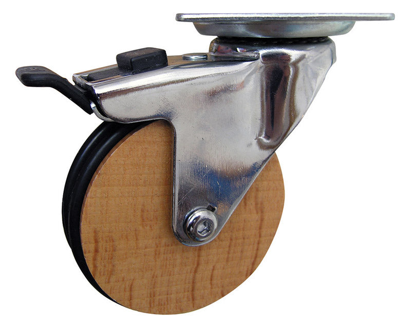 Shepherd Hardware 6285 Swivel Caster With Brakes, Wood/TPU, Brown
