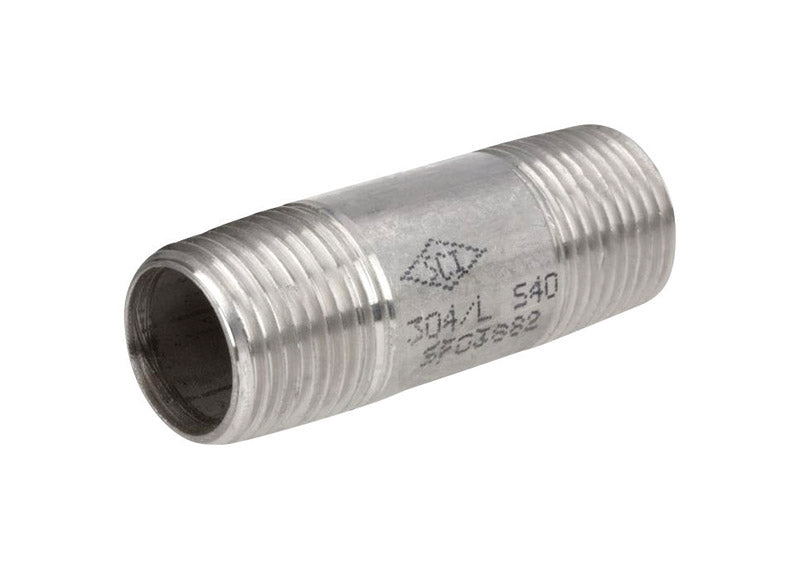 Smith Cooper S8344NI012020B Schedule 40 Welded Nipple, Stainless Steel, 1-1/4" x 2"