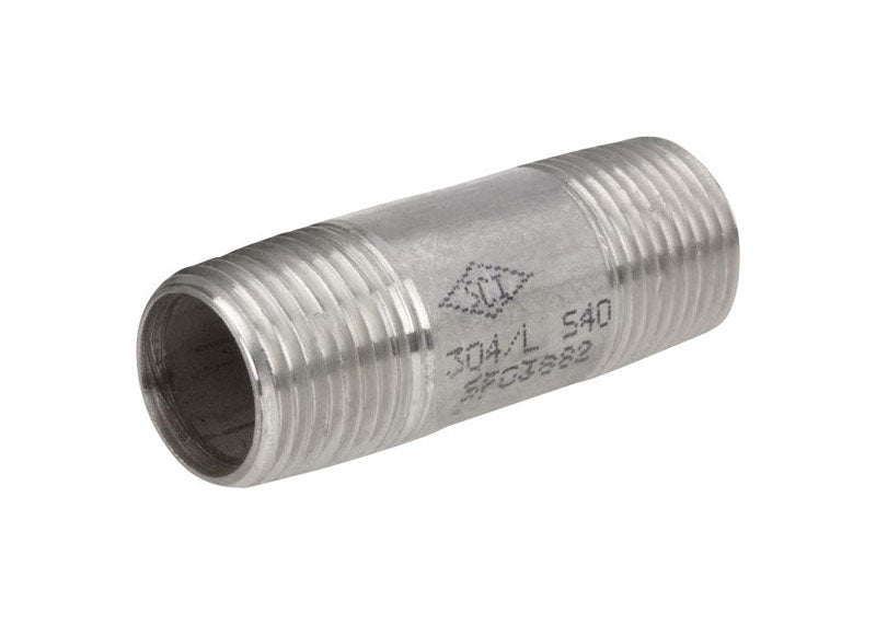 Smith Cooper S8344NI010020B Schedule 40 Nipple, Stainless Steel, 2" x 1"