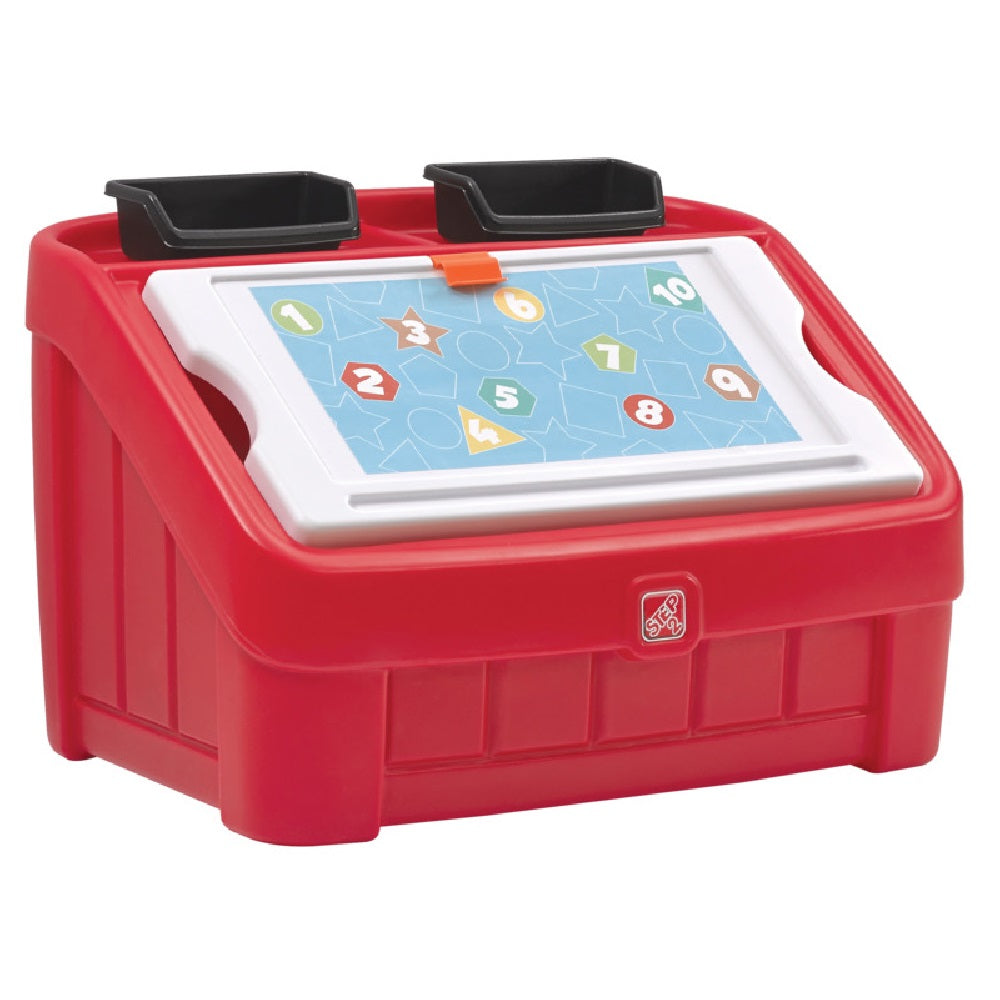 Step 2 848900 2-in-1 Kids Toy Box & Art Lid, Red