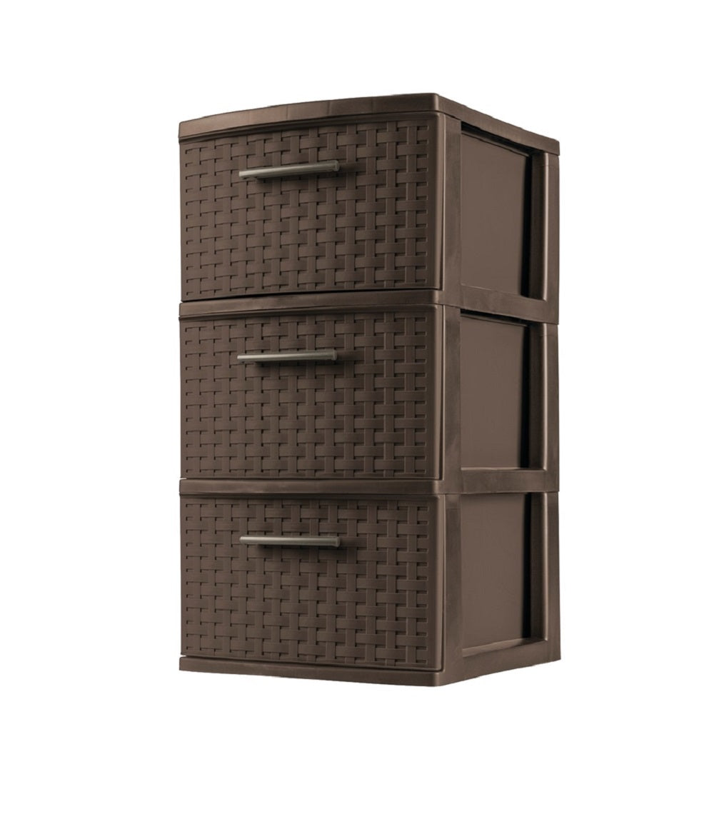 Sterilite 26306P02 3 Weave Drawer Storage Unit, Espresso
