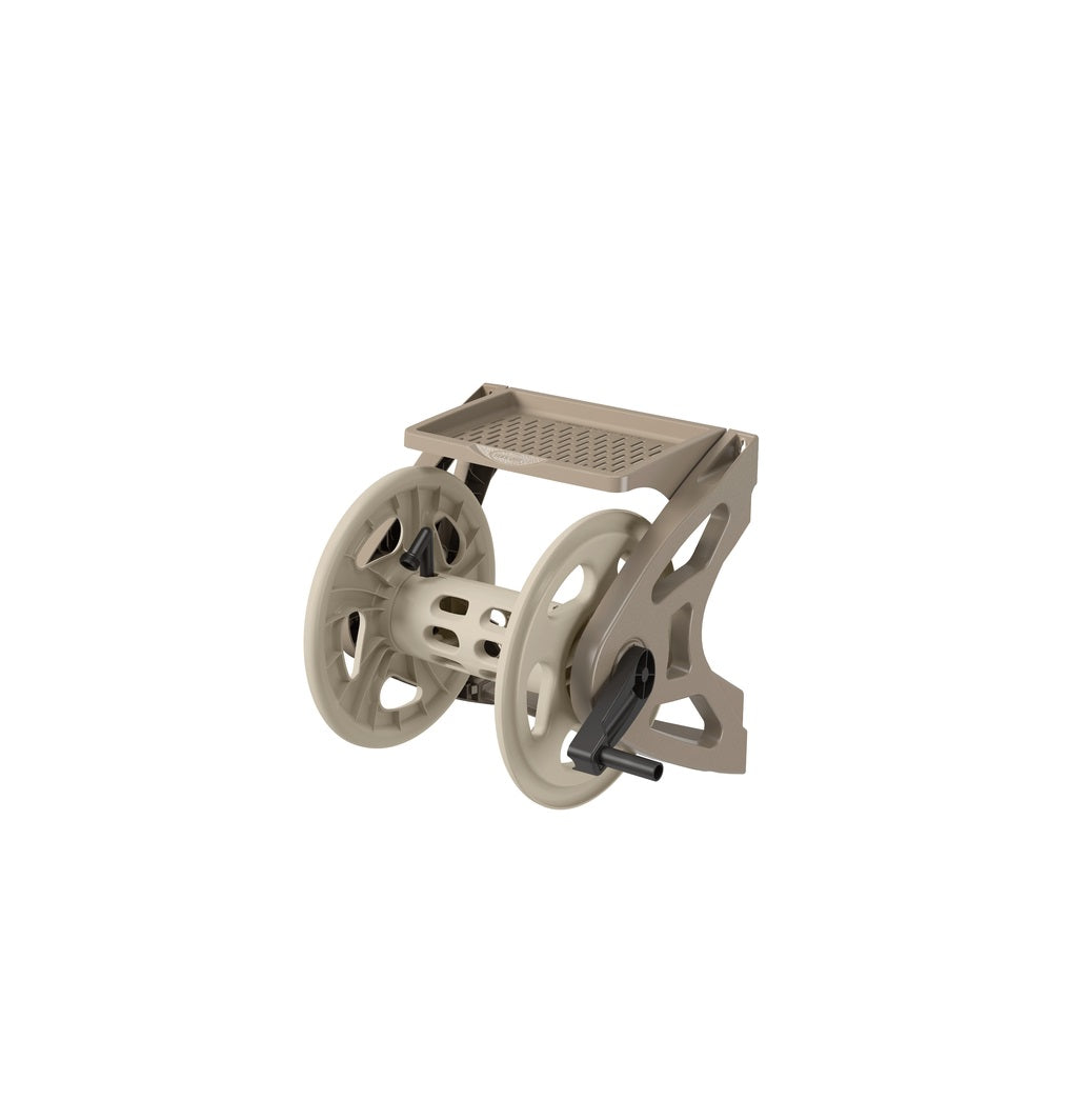 Suncast WMS200 Hose Handler Wall Mount Retractable Taupe Hose Reel, 200 Ft