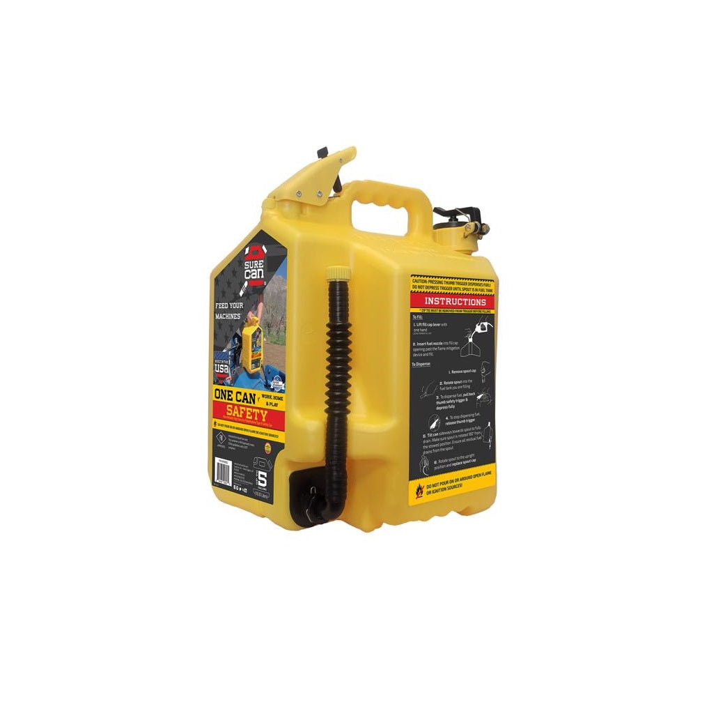 SureCan SUR5SFD2 Safety Can, 5 gal, HDPE, Yellow