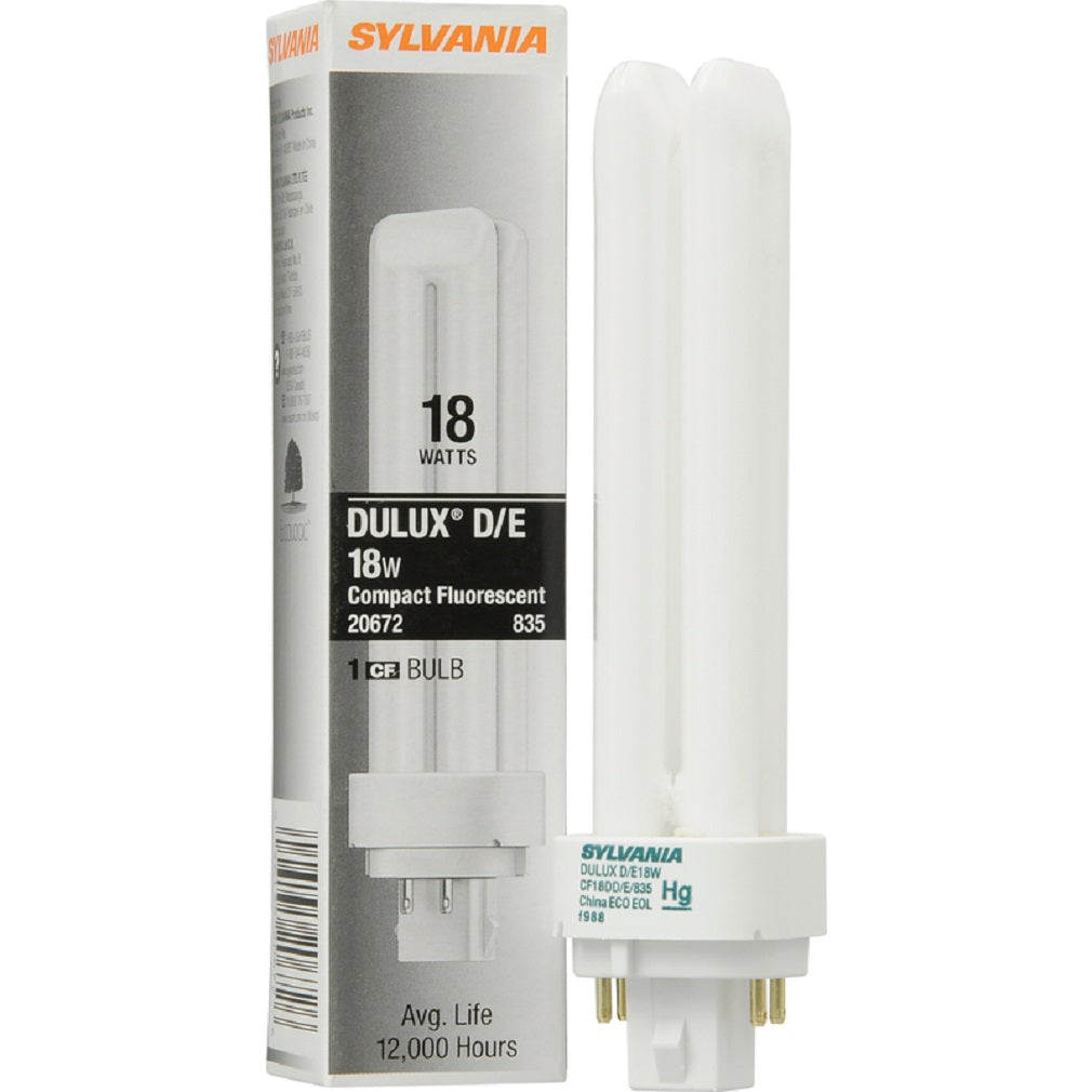 Sylvania 20672 Dulux D/E Tubular CFL Bulb, Natural White