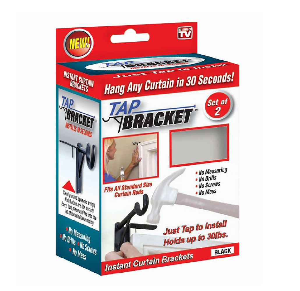TAP BRACKET TBBLACK-MC6 As Seen On TV Curtain Bracket, Black, 30 Lb