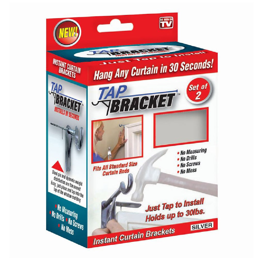 TAP BRACKET TBSILV-MC6 As Seen On TV Curtain Bracket, Silver, 30 Lb