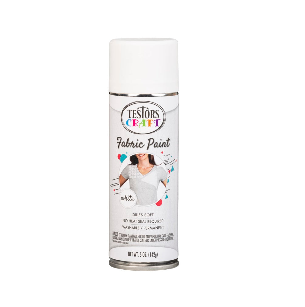 Testors 344359 Craft Fabric Spray Paint, White, 5 Oz