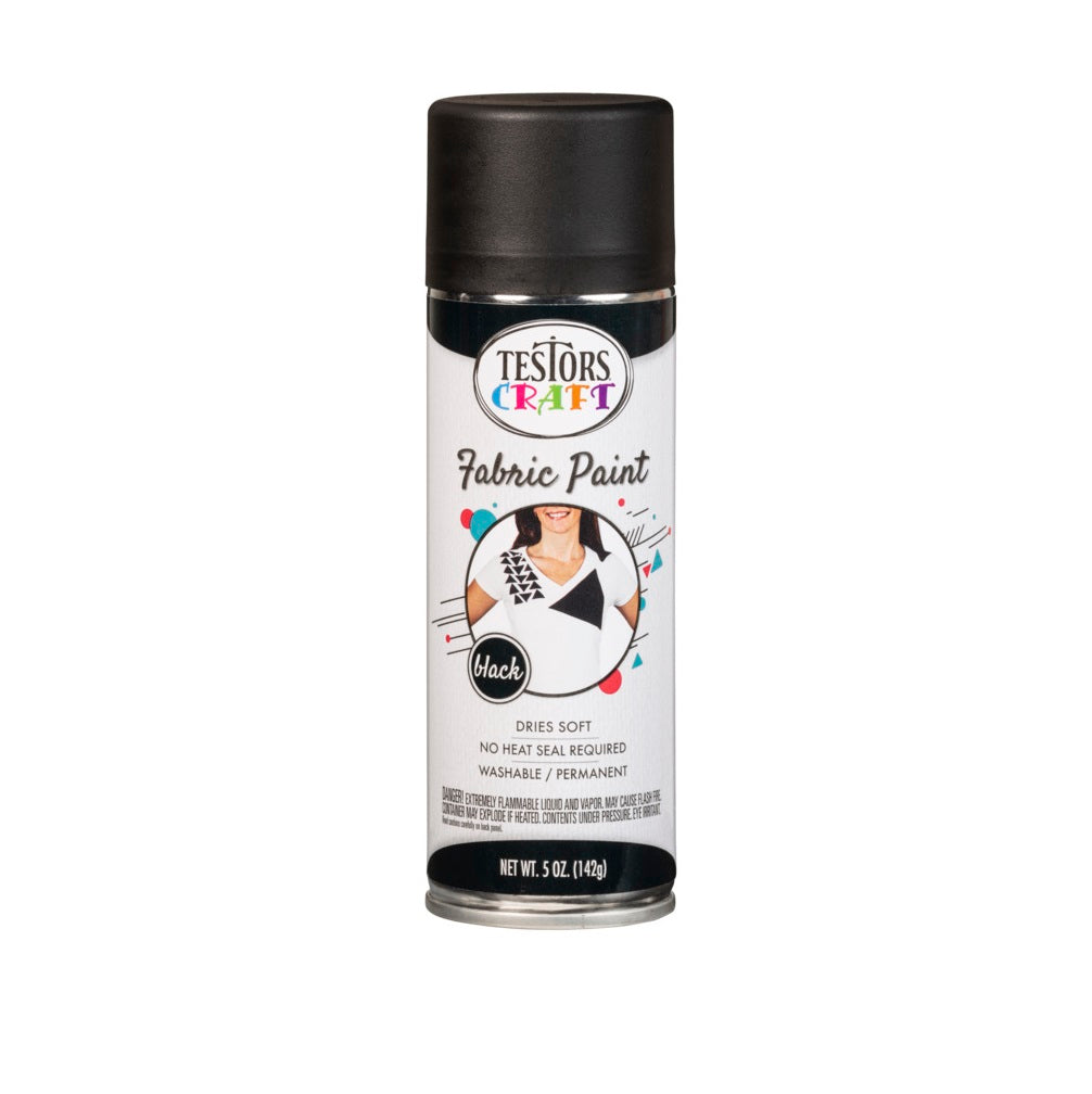 Testors 344357 Craft Fabric Spray Paint, Black, 5 Oz