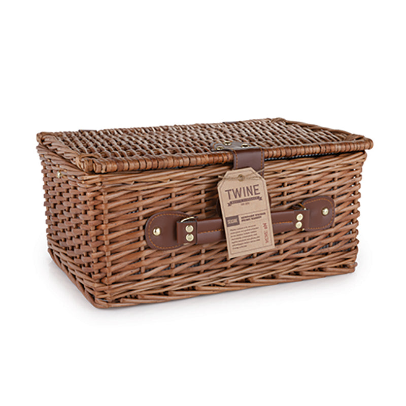 Twine 3838 Picnic Basket, Wicker, Brown, 7" x 11-1/4" x 15"