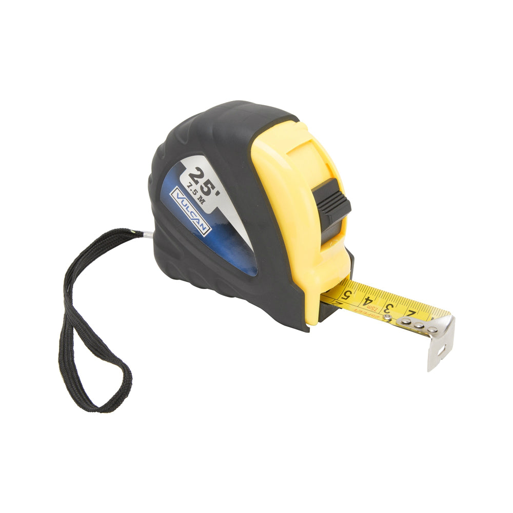 Vulcan C21-7.5X25 Measuring Tape, Rubber Shell Grip, 1 In W X 25 Ft