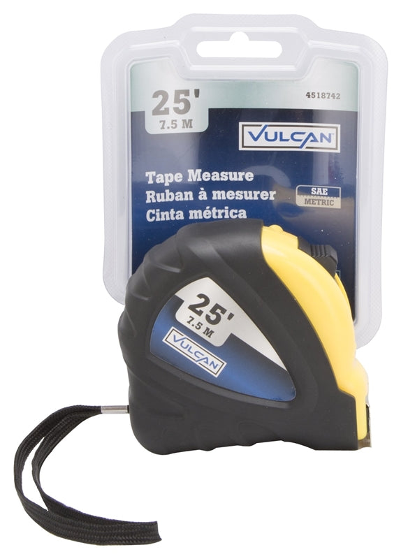 Vulcan C21-7.5X25 Measuring Tape, Rubber Shell Grip, 1 In W X 25 Ft