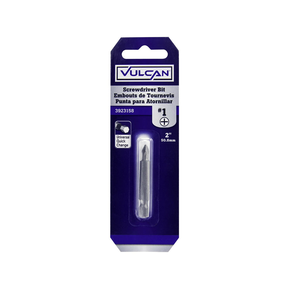 Vulcan 304811OR Phillips Screwdriver Bit, Phillips, #1, 2"