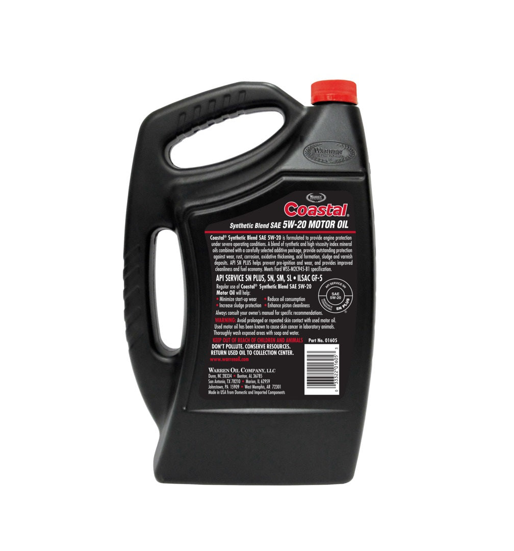 Warren 01605 Coastal Synthetic Blend SAE 5W-20 Motor Oil, 5 Quart
