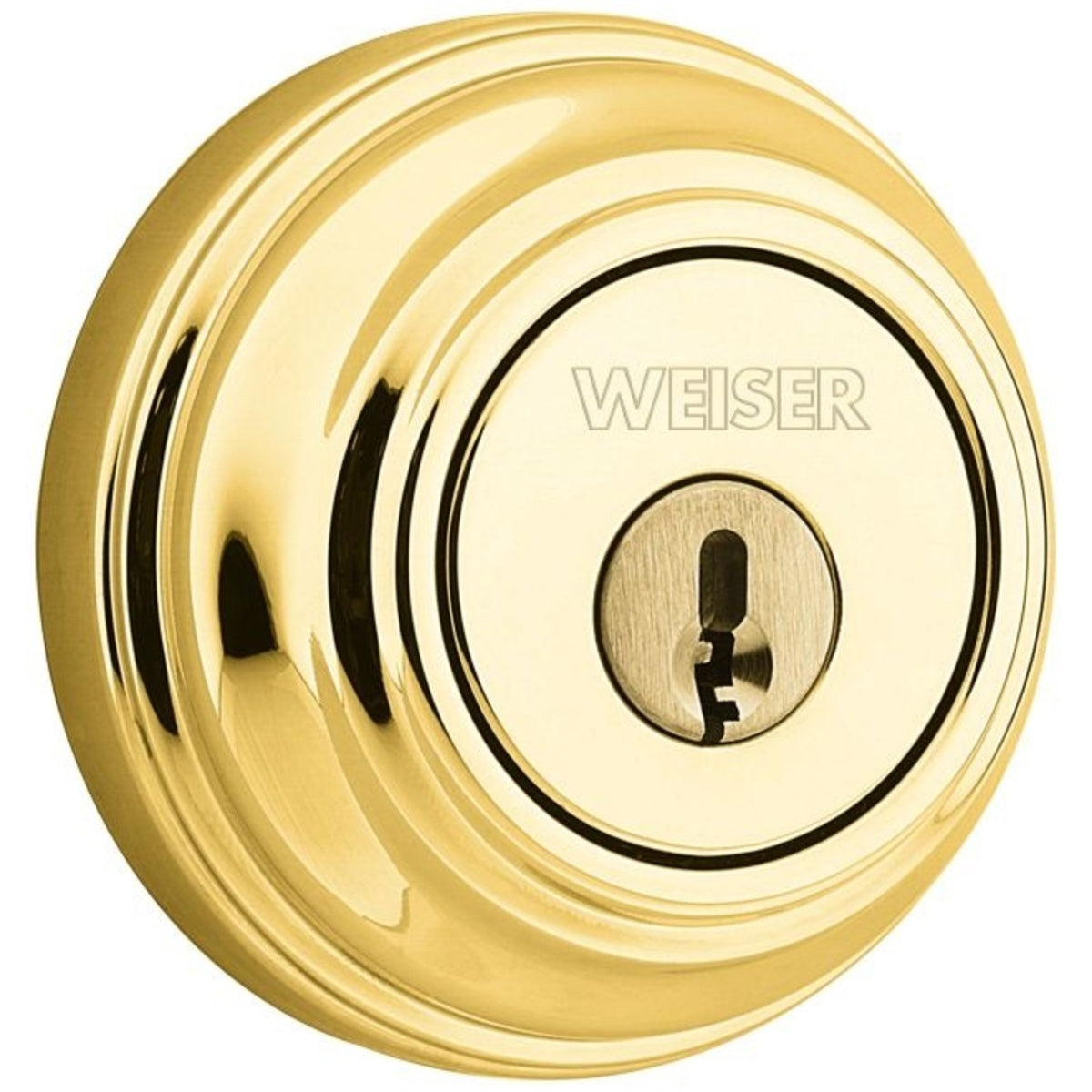 Weiser Lock GCD94713BRS Single Cylinder Deadbolt, Antique Brass