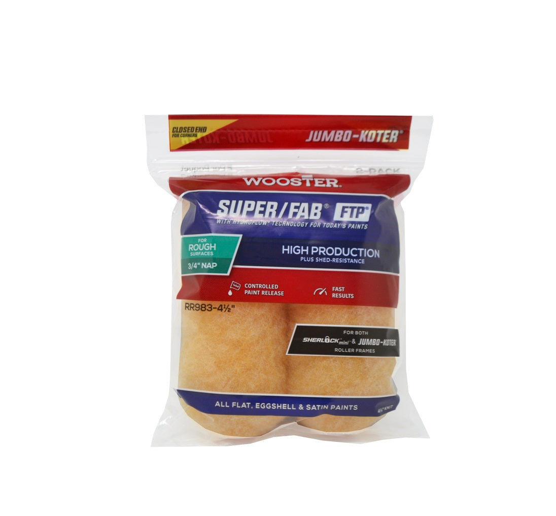 Wooster RR983-4 1/2 SUPER/FAB Jumbo-Koter Paint Roller Cover, 3/4 in X 4.5 in