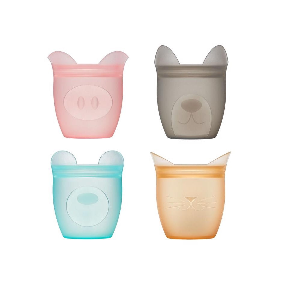 Zip Top Z-BSC4A Storage Cup Set, Platinum Silicone