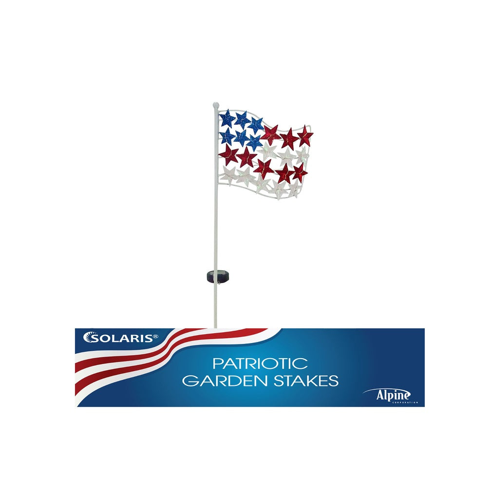 Alpine 8029426 Solar Garden Stake, Metal, Multi Color