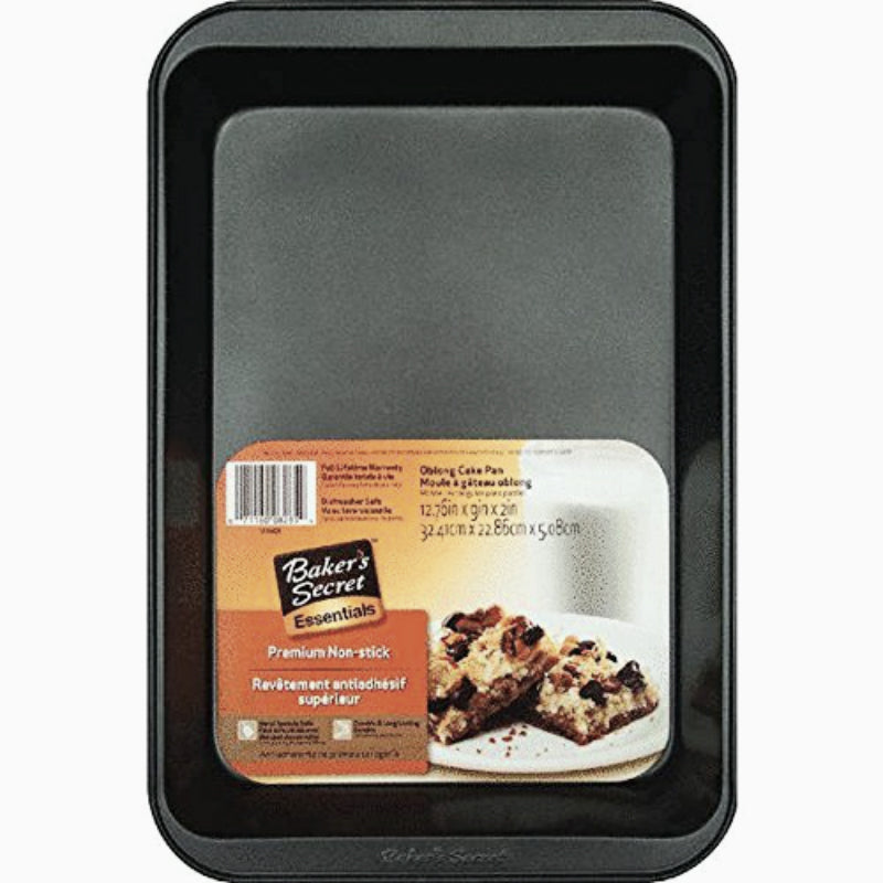 Baker's Secret 1114424 Oblong Cake Pan, Non Stick, Gray, 13" x 9" x 2"