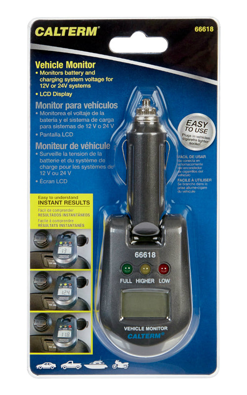Calterm 66618CC LED Battery Tester, 12 / 24 Volts, Black