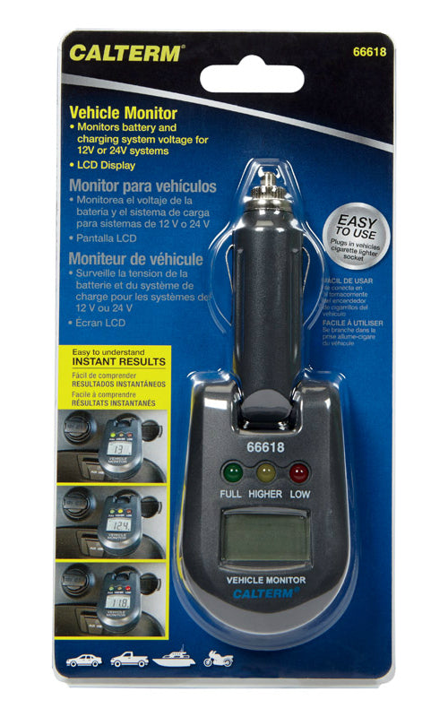 Calterm 66618CS LED Battery Tester, 12 / 24 Volts, Black