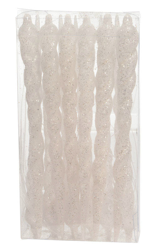 Decoris 515430 Plastic Festive Holiday Glitter Icicle Ornaments, 130 mm