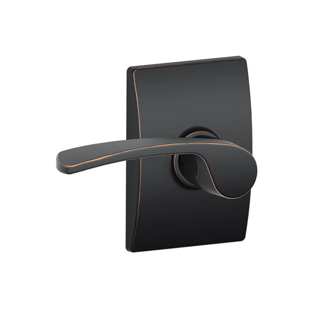 Schlage F10 MER 716 CEN Century Collection Merano Passage Lever, Aged Bronze, Zinc