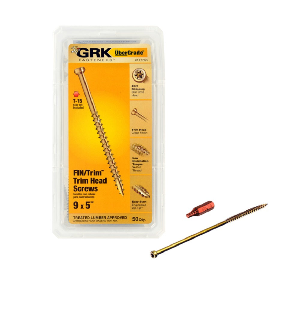 GRK Fasteners 117766 UberGrade Trim Head Construction Screws, #9 x 5"