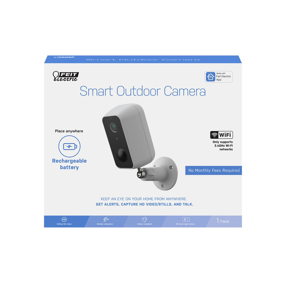 Feit Electric CAM/WM/WIFI/BAT Wi-Fi Security Camera, Black/White