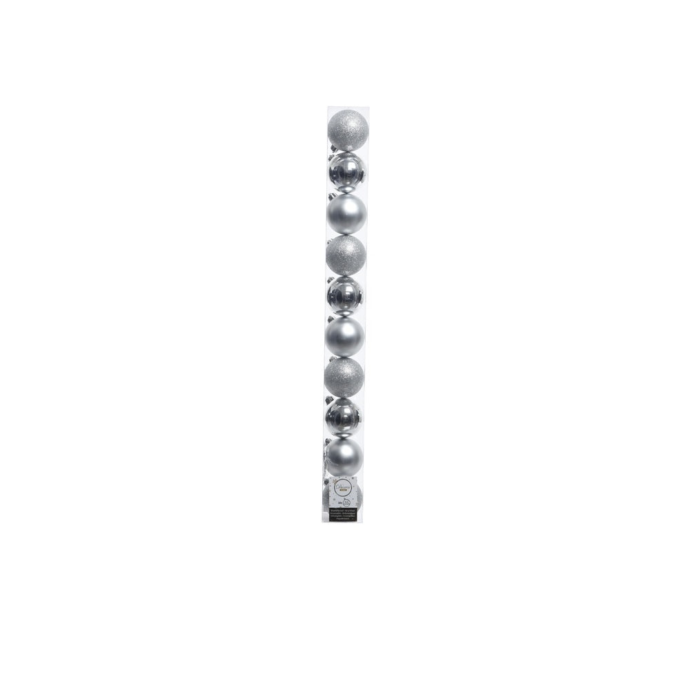 Decoris 20171 Shatterproof Baubles Ornament, Silver