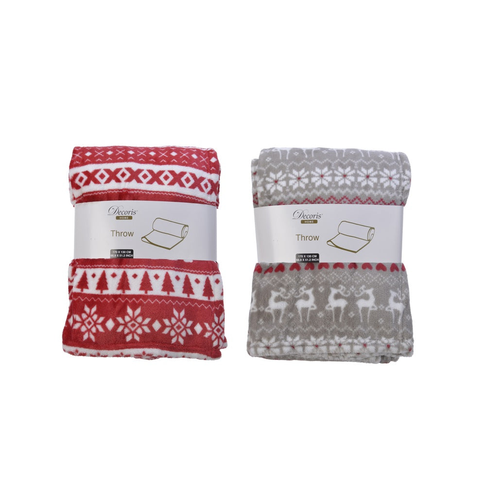 Decoris 614177 Throw Blanket, Assorted, Coral Fleece