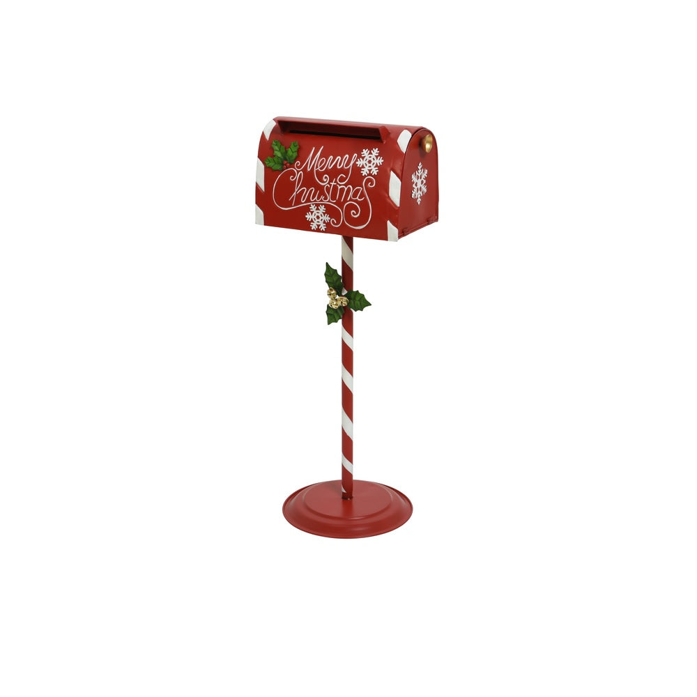Decoris 386382 Merry Christmas Mailbox Christmas Decor, Red/White