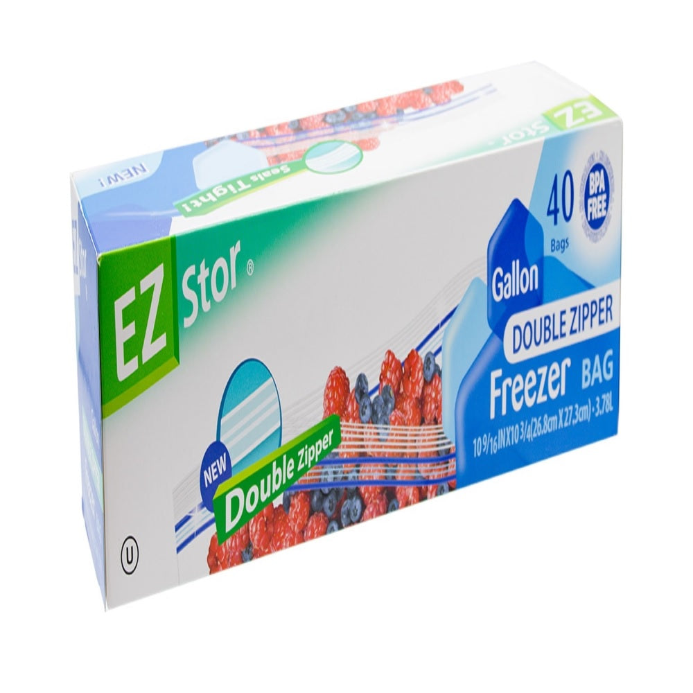 EZ-Stor 074027721026 Double Zipper Freezer Storage Bag, Clear