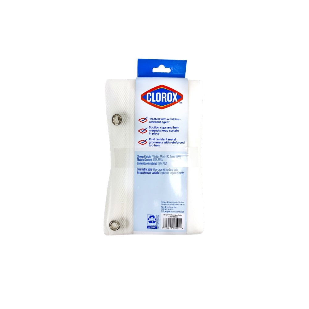 Clorox 040O0-6010-960 Shower Curtain Liner, 72" x 72", Clear