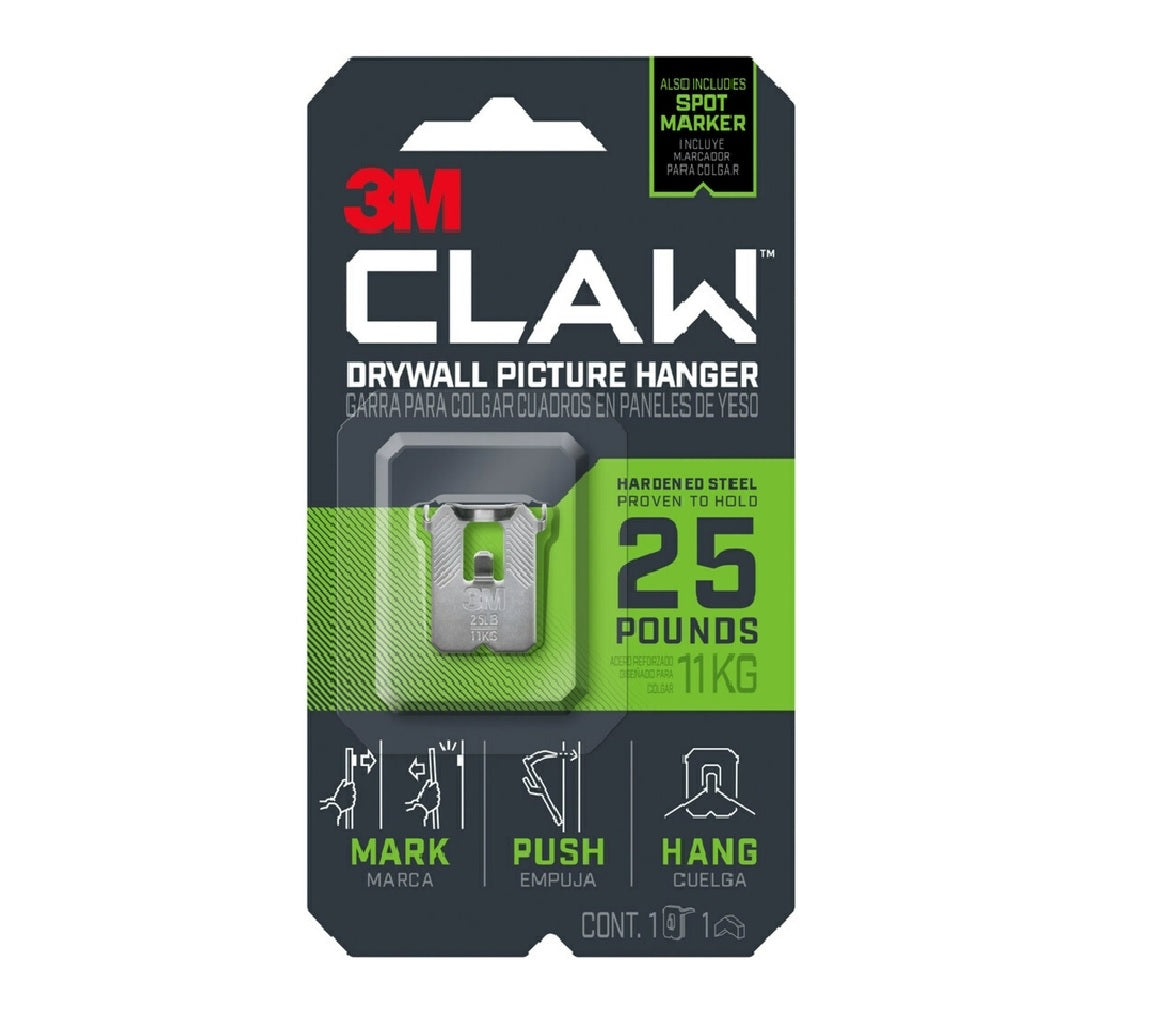 3M 3PH25M-1ES Claw Drywall Picture Hanger, Silver