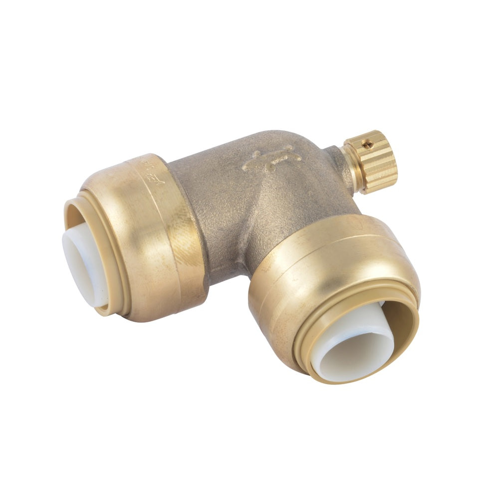 SharkBite 90 Degree Elbow w/Drain, 3/4", Brass