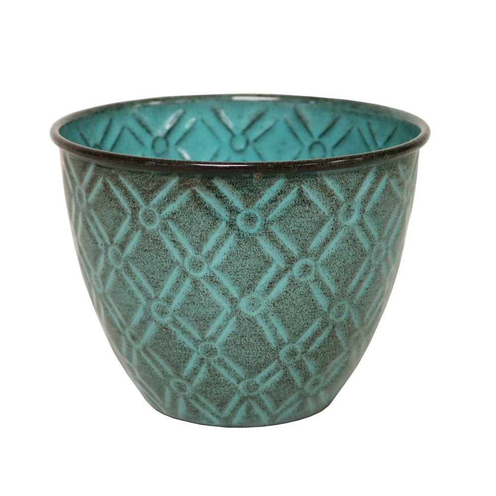 Robert Allen MPT01401 Diamond Planter, Metal, Seafoam