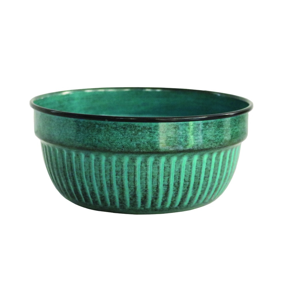 Robert Allen MPT01575 Cascade Round Planter, Metal, Seafoam