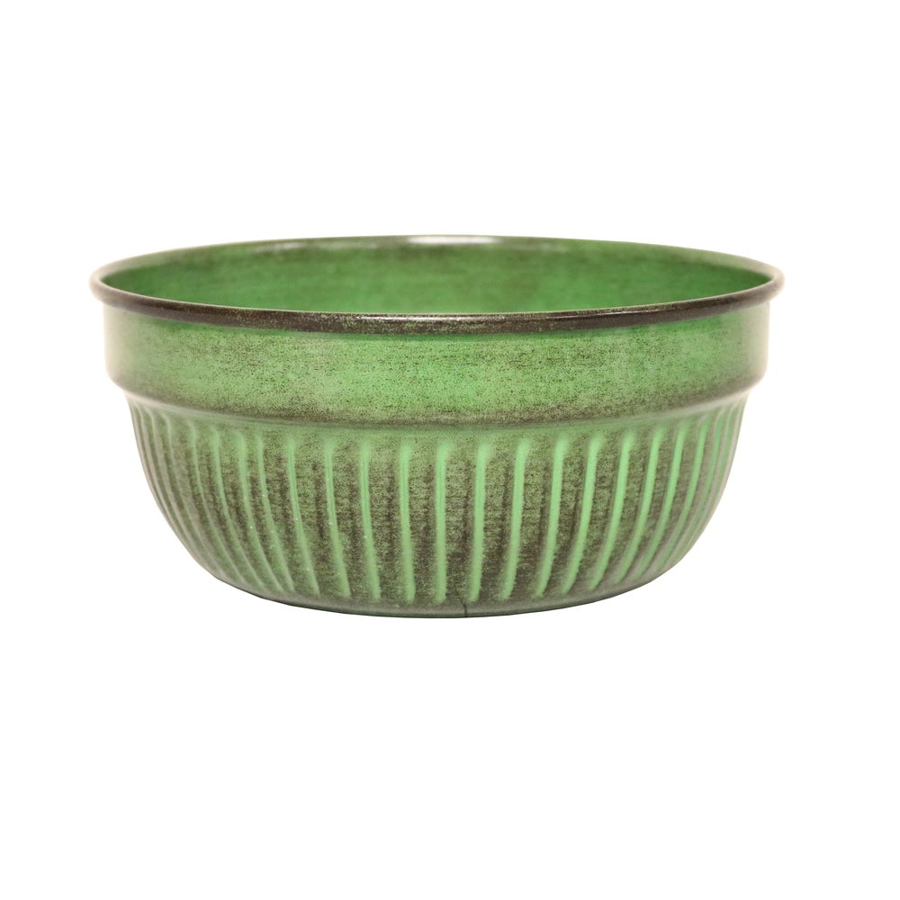 Robert Allen MPT01576 Cascade Round Planter, MetaL, Kale Green