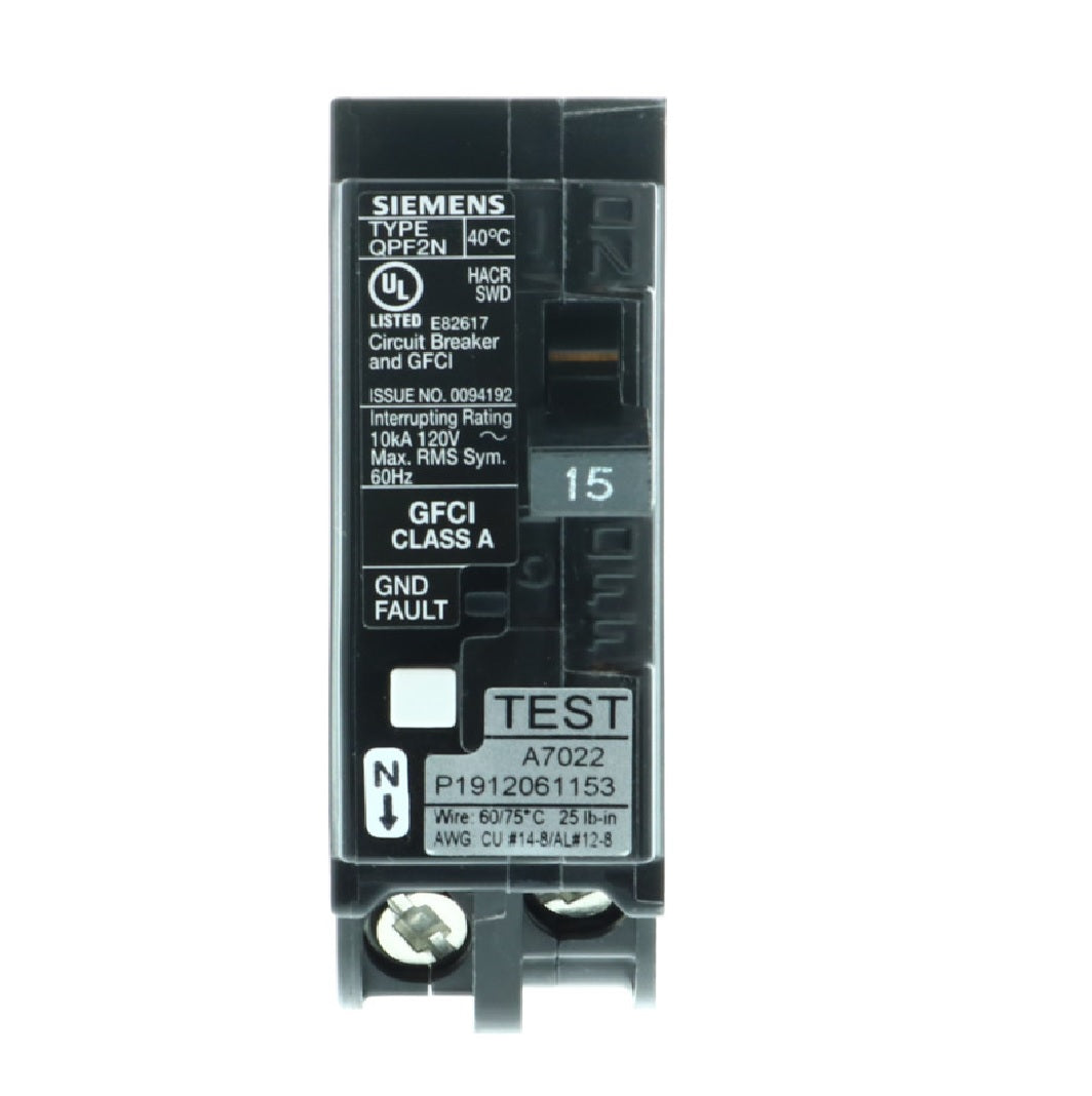 Siemens QF115AN Circuit Breaker, 120 V, Ground-Fault