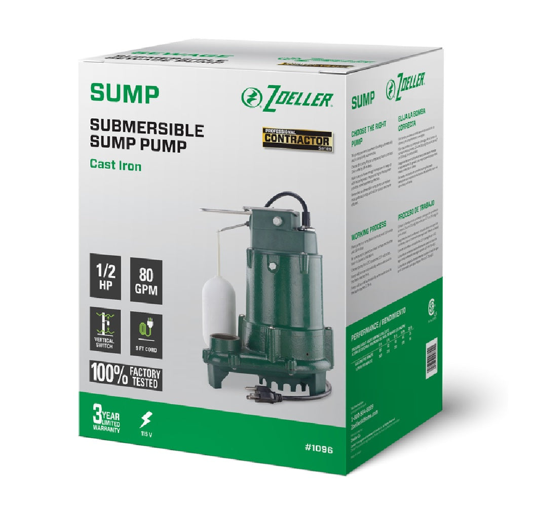 Zoeller 1096-1000 Submersible Sump Pump, Cast Iron