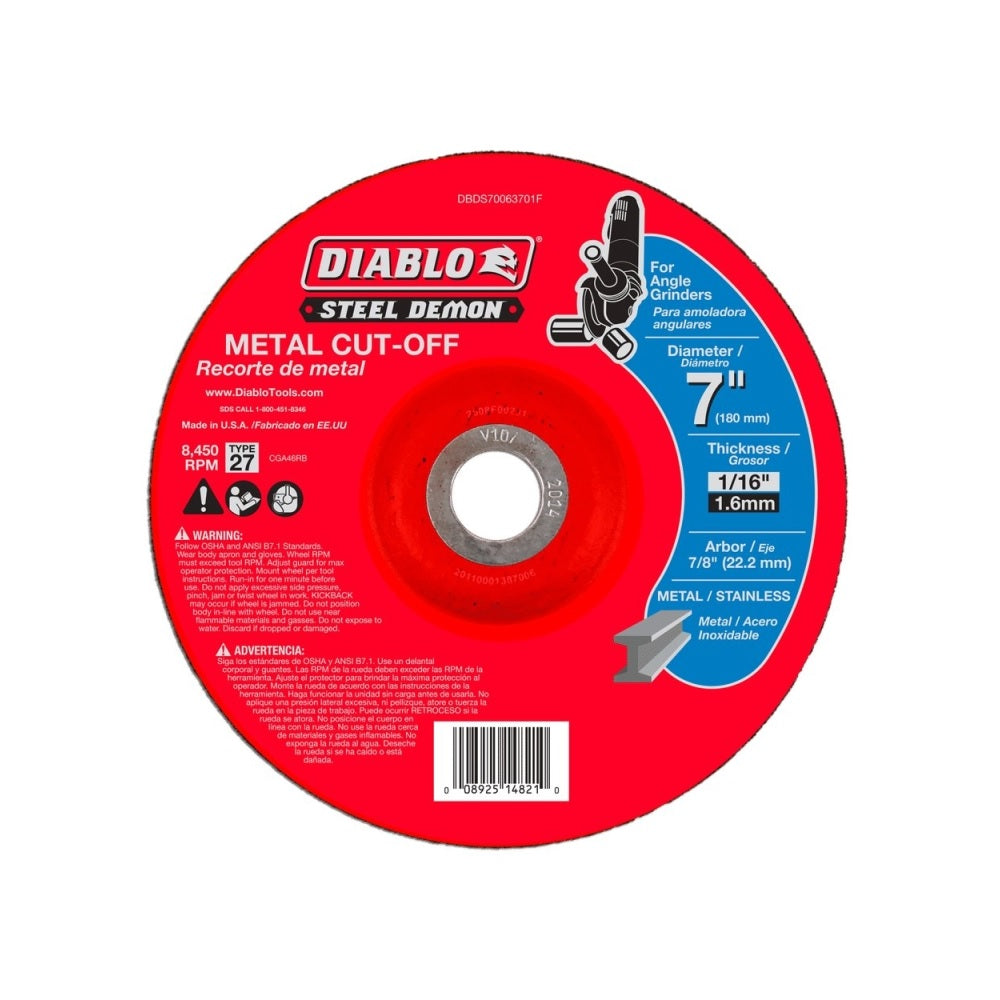 Diablo DBDS70063701F Metal Cut-Off Disc, 7 Inch