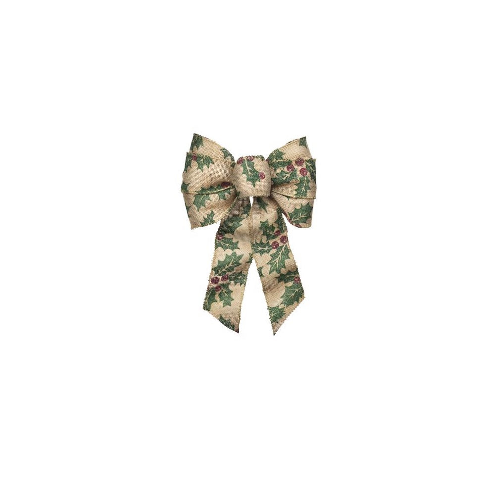 Holiday Trims 6172 Natural Burlap Christmas Bow, Multicolored