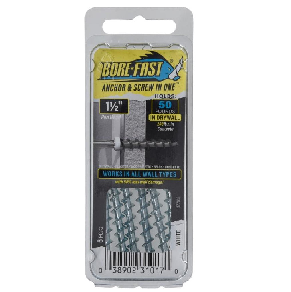 Bore-Fast 377618 Pan Head Screw and Anchor, Steel