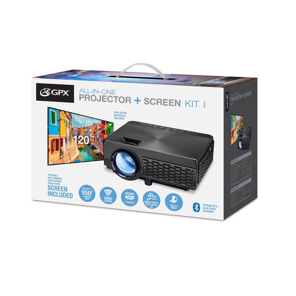 GPX PJ300VP Bluetooth Mini Projector, Black