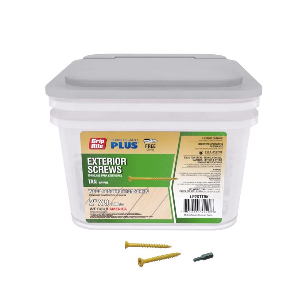 Grip-Rite LP2STTBK Star Flat Head Deck Screws, 25 lb