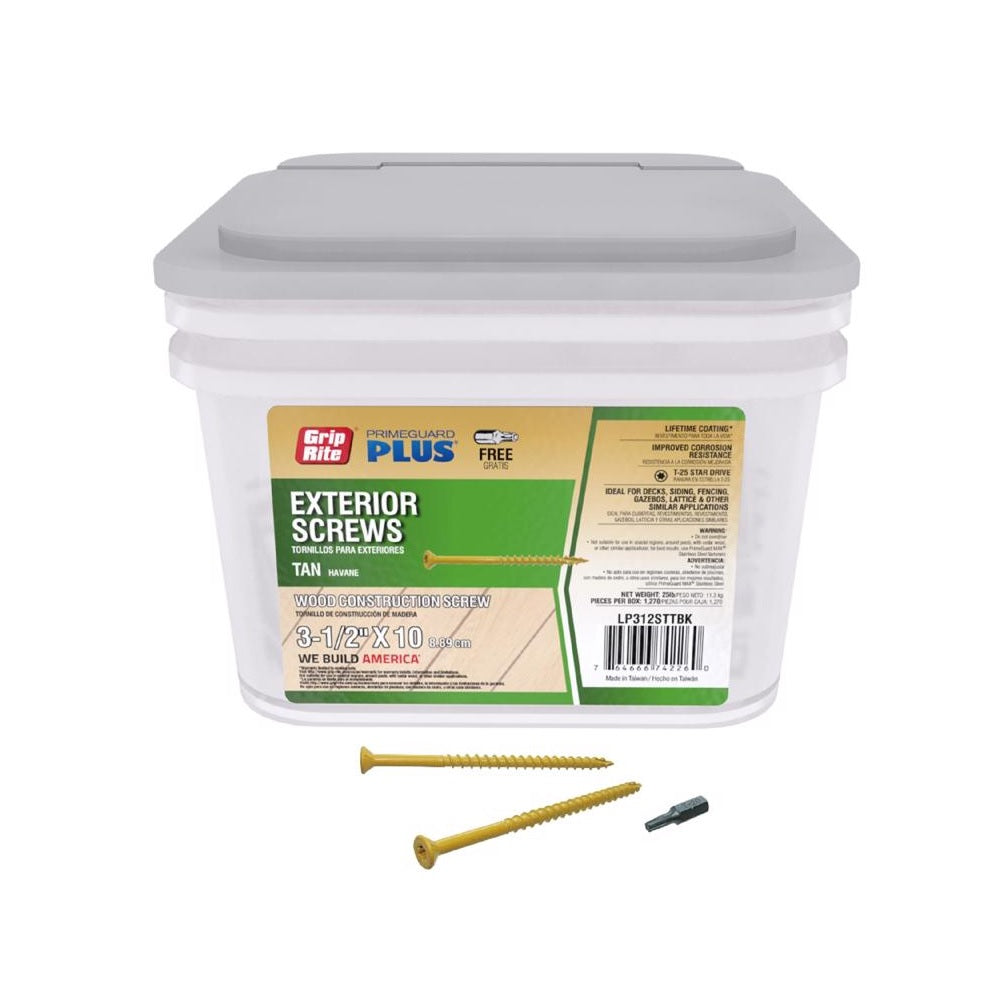 Grip-Rite LP312STTBK Star Flat Head Deck Screws, 3-1/2 Inch, 25 lb