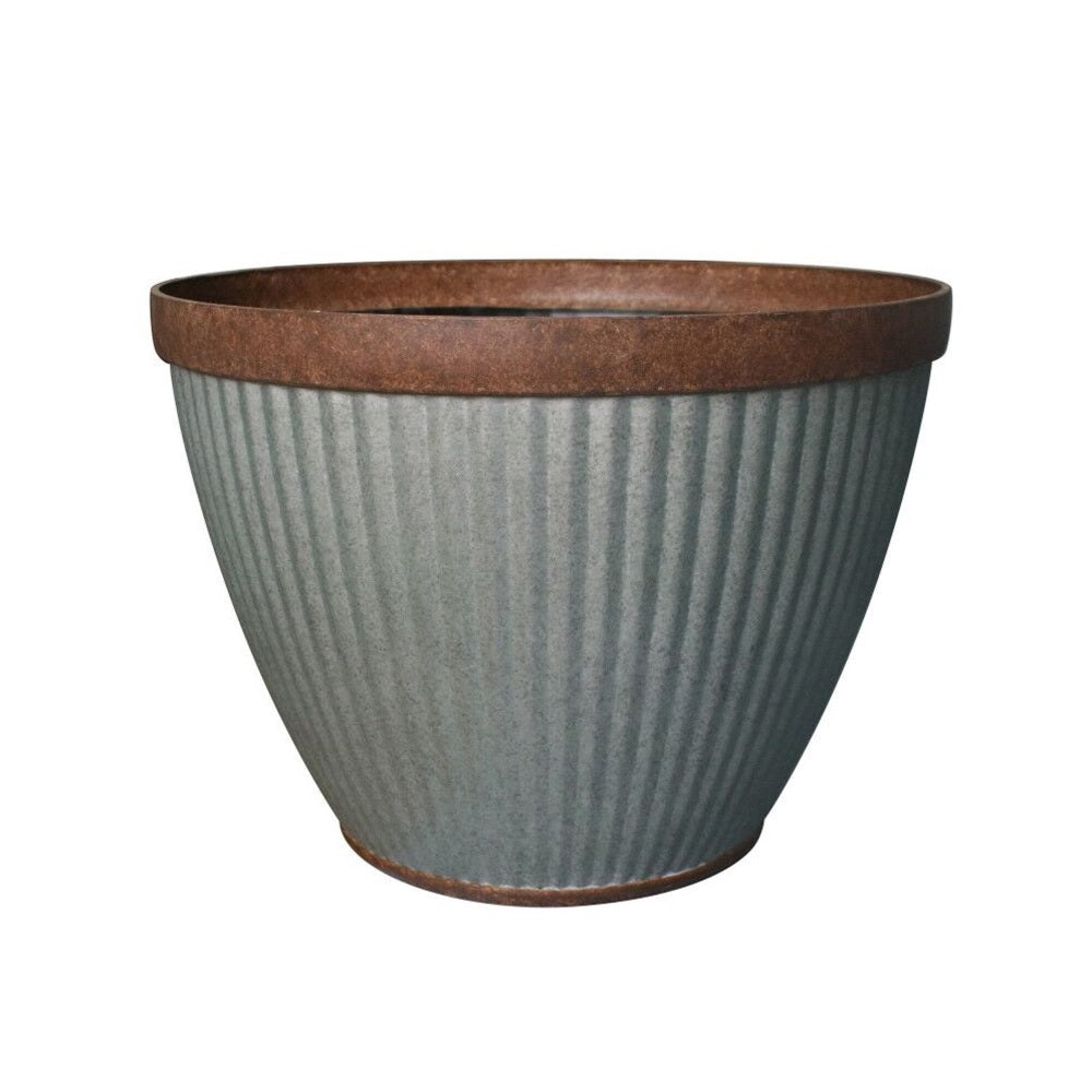 Southern Patio HDR-064787 Rustic High-Density Resin Planter, Galvanized